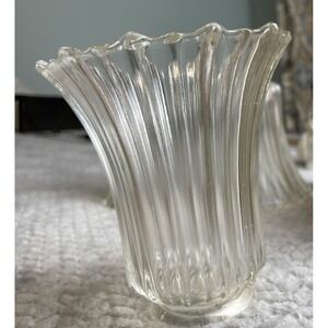 2" Fitter CLEAR RIBS TULIP FAN GLASS Shade Replacement GLASSWARE